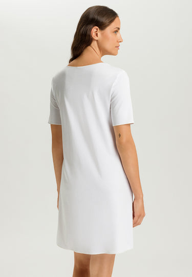 Cotton Silk V-Neck Cotton Nightgown | White 74814-101